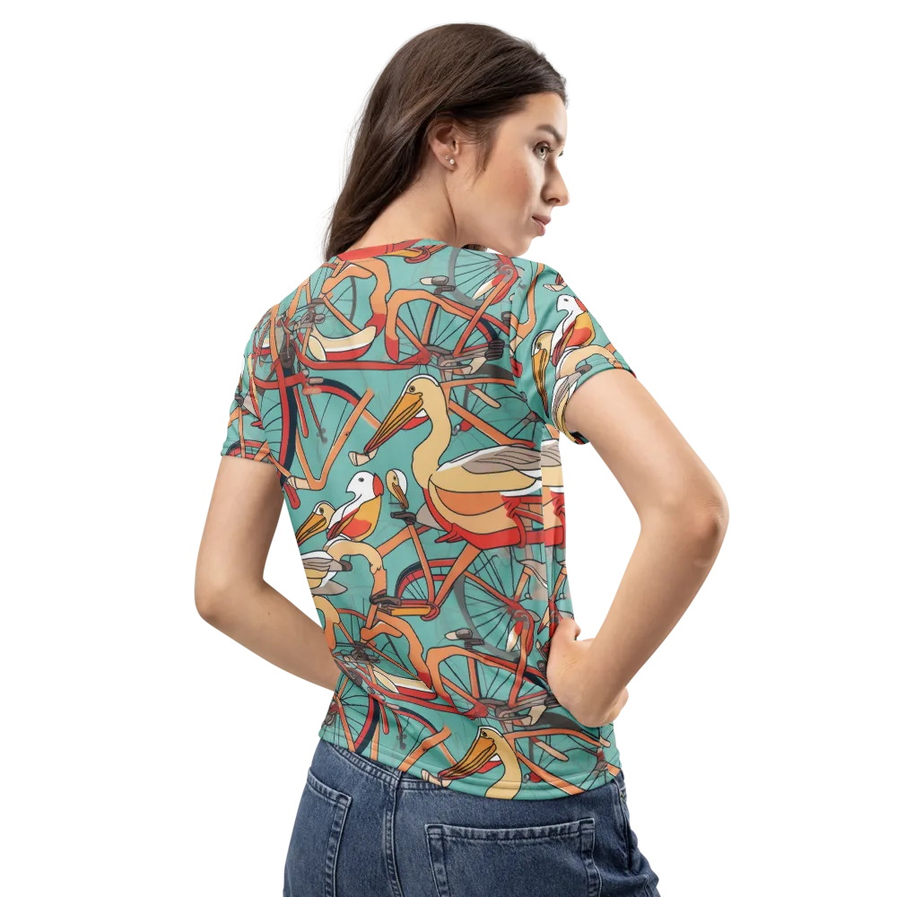Pelican Pedal Parade on Women's Crew Neck T-Shirt — Back