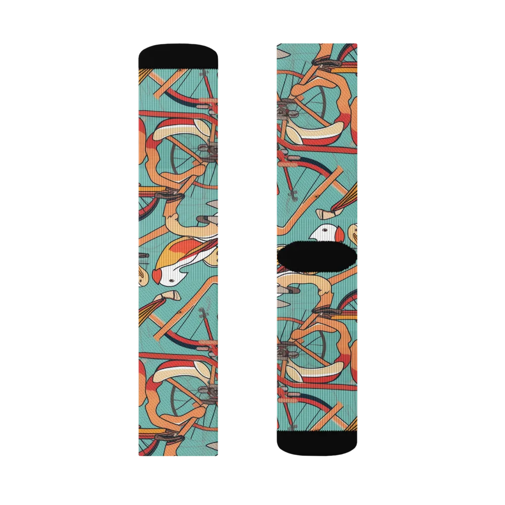 Pelican Pedal Parade on Socks — Right Sock