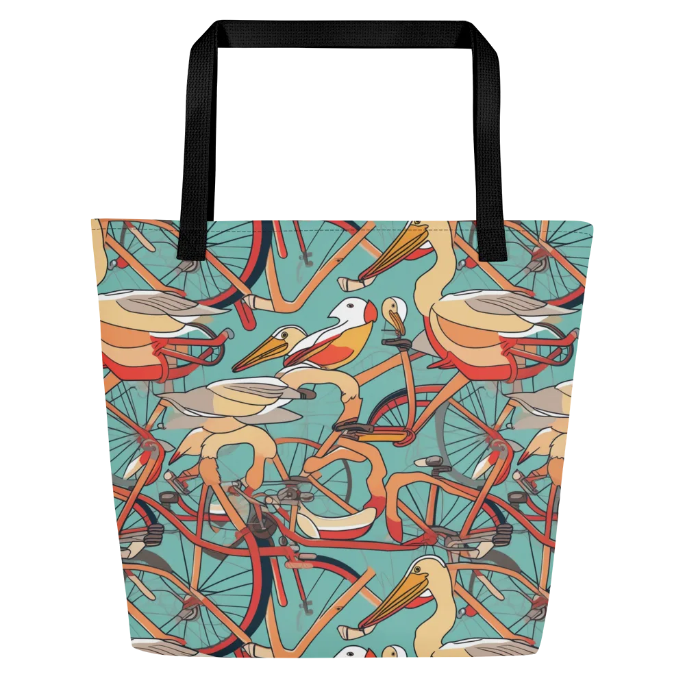 Pelican Pedal Parade on Large Tote Bag W/ Pocket — Front