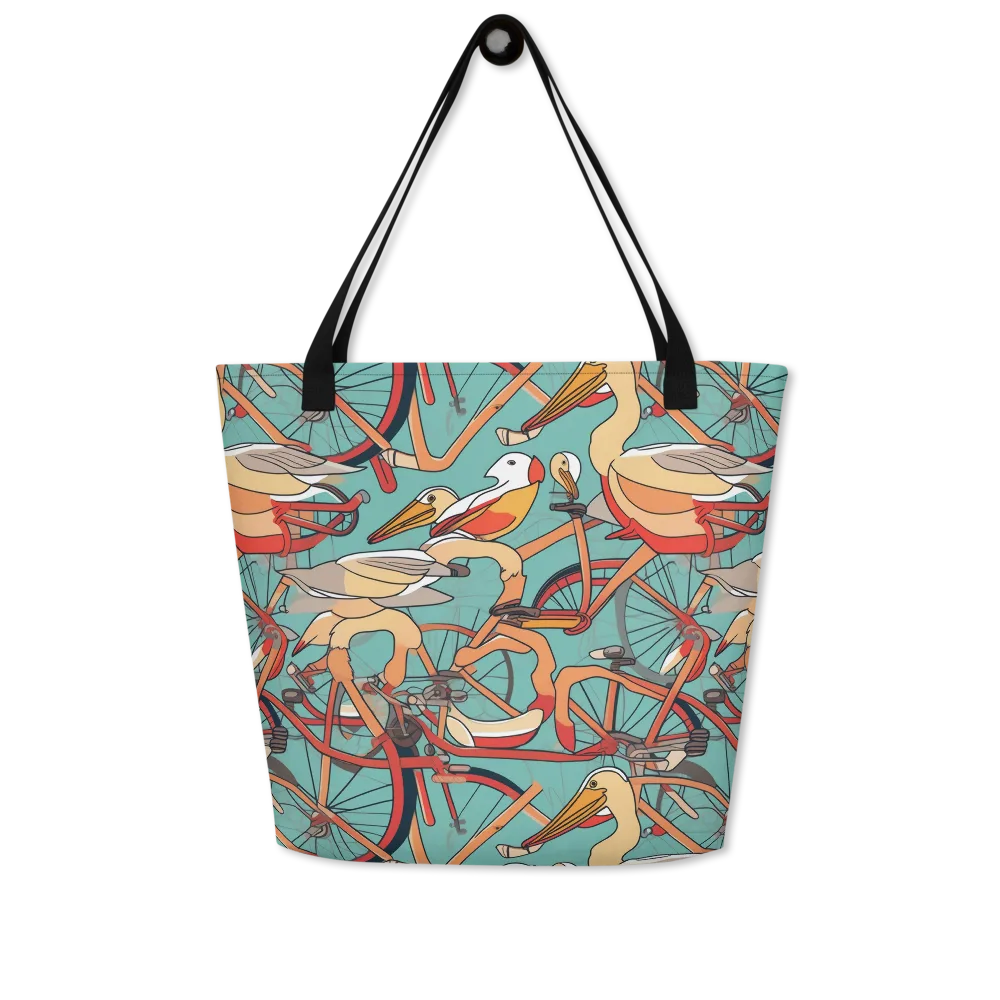Pelican Pedal Parade on Large Tote Bag W/ Pocket — Front