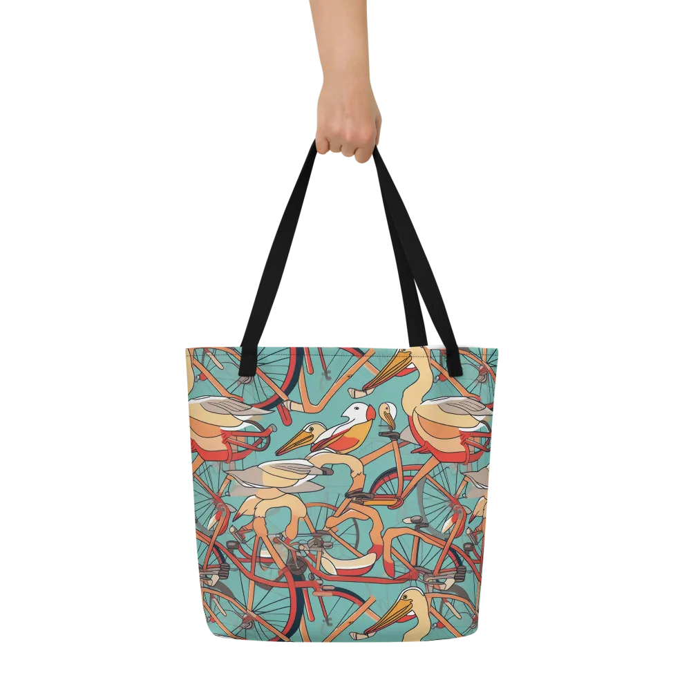 Pelican Pedal Parade on Large Tote Bag W/ Pocket — Front