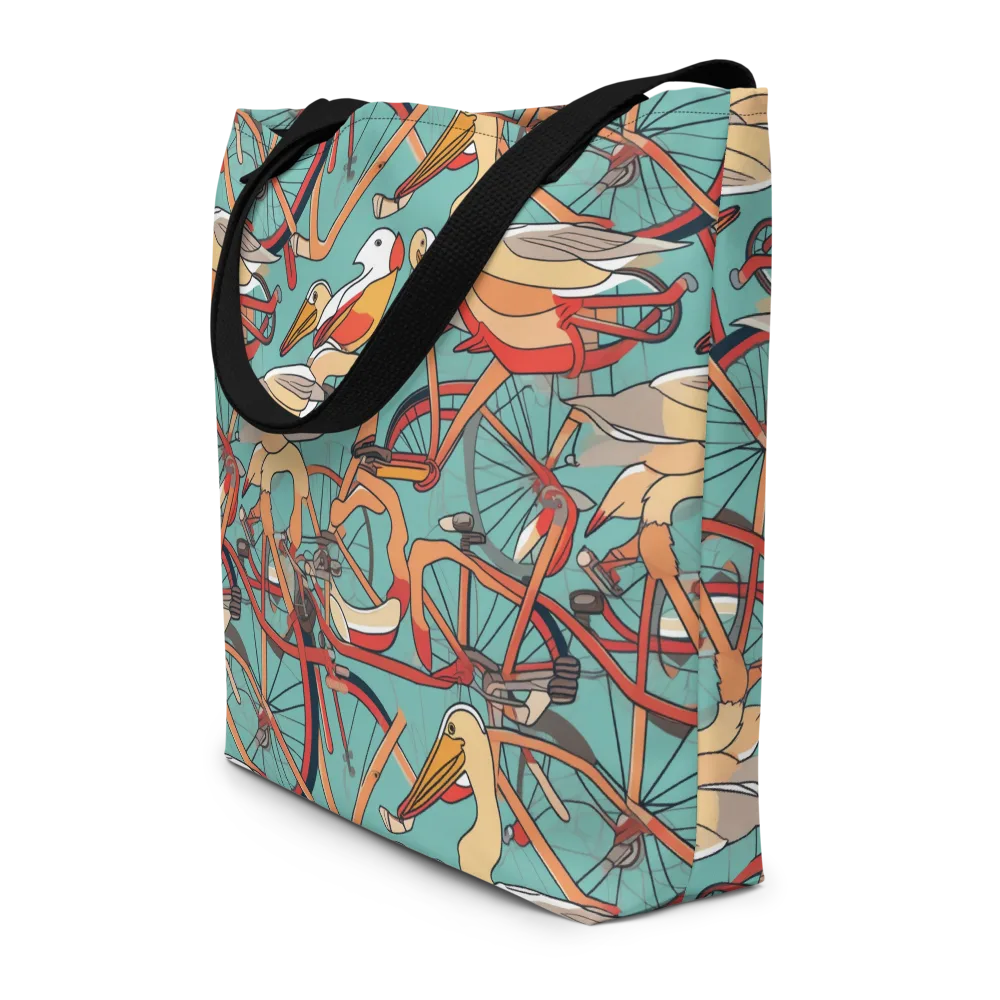 Pelican Pedal Parade on Large Tote Bag W/ Pocket — Front
