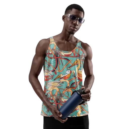 Pelican Pedal Parade on a Men's Tank Top
