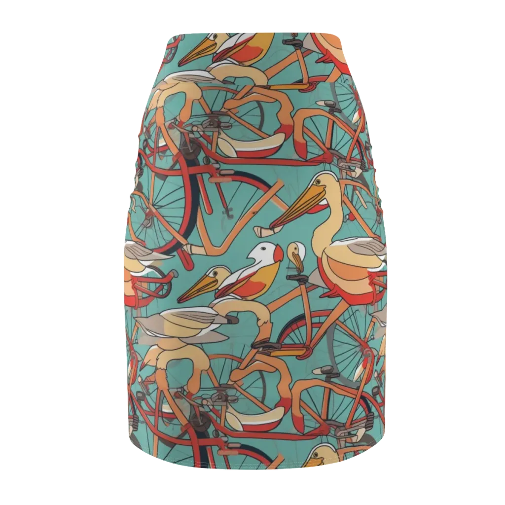 Pelican Pedal Parade on Pencil Skirt — Back