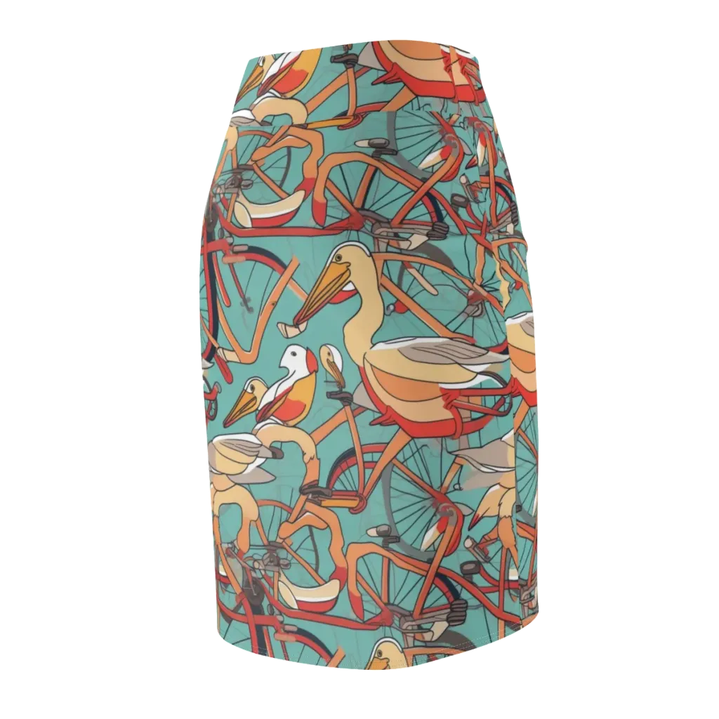 Pelican Pedal Parade on Pencil Skirt — Back Side