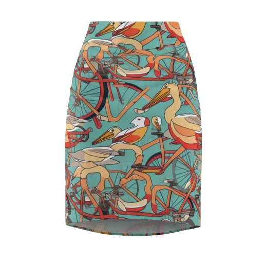 Pelican Pedal Parade on a Pencil Skirt