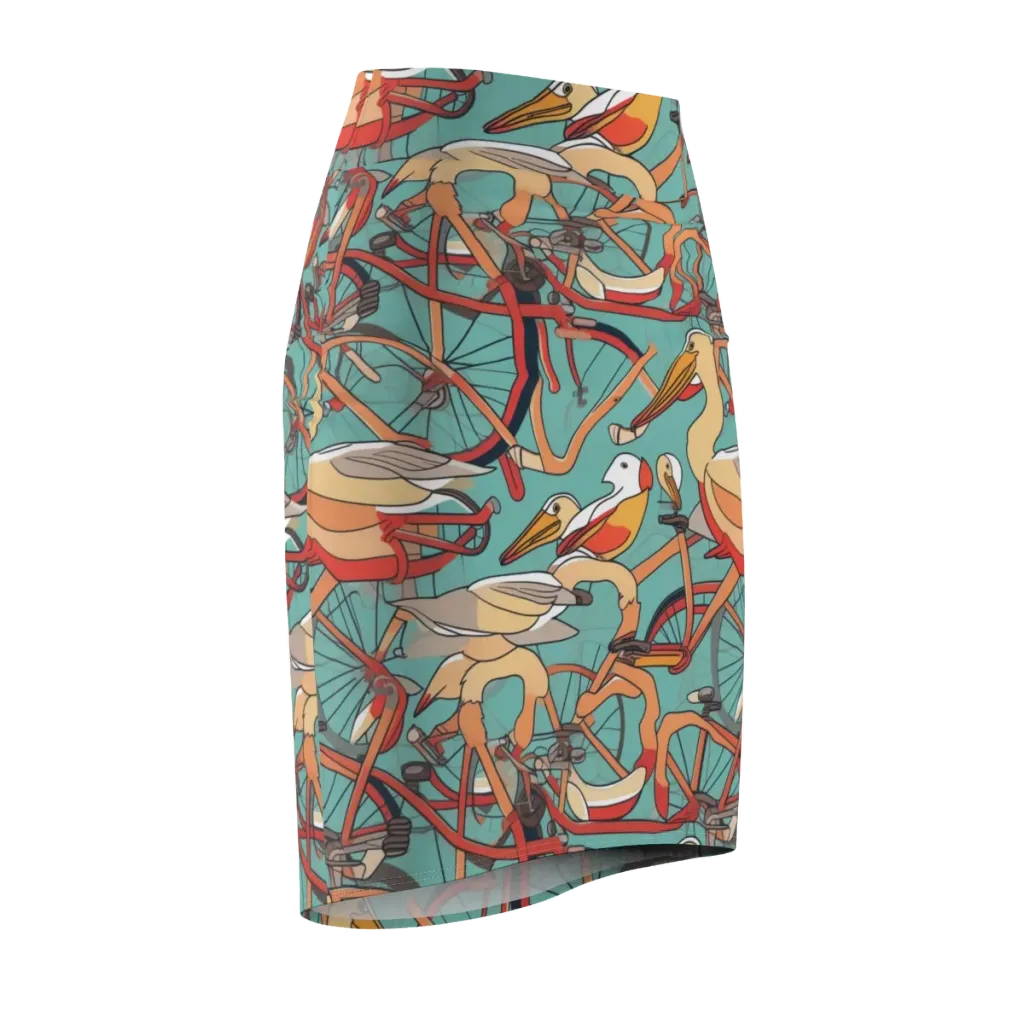 Pelican Pedal Parade on Pencil Skirt — Front Side