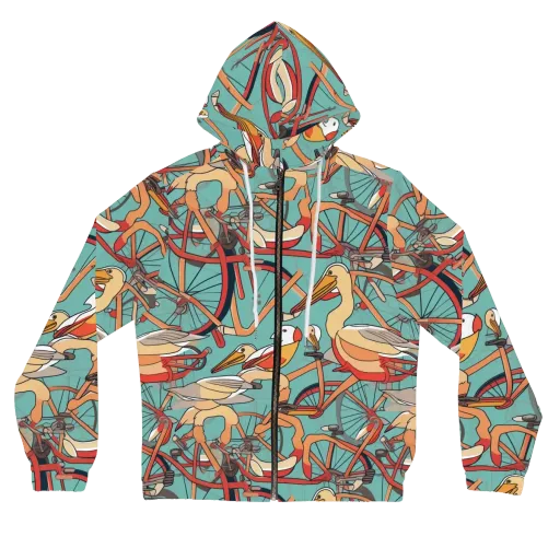 Pelican Pedal Parade on a Women's Full-Zip Hoodie