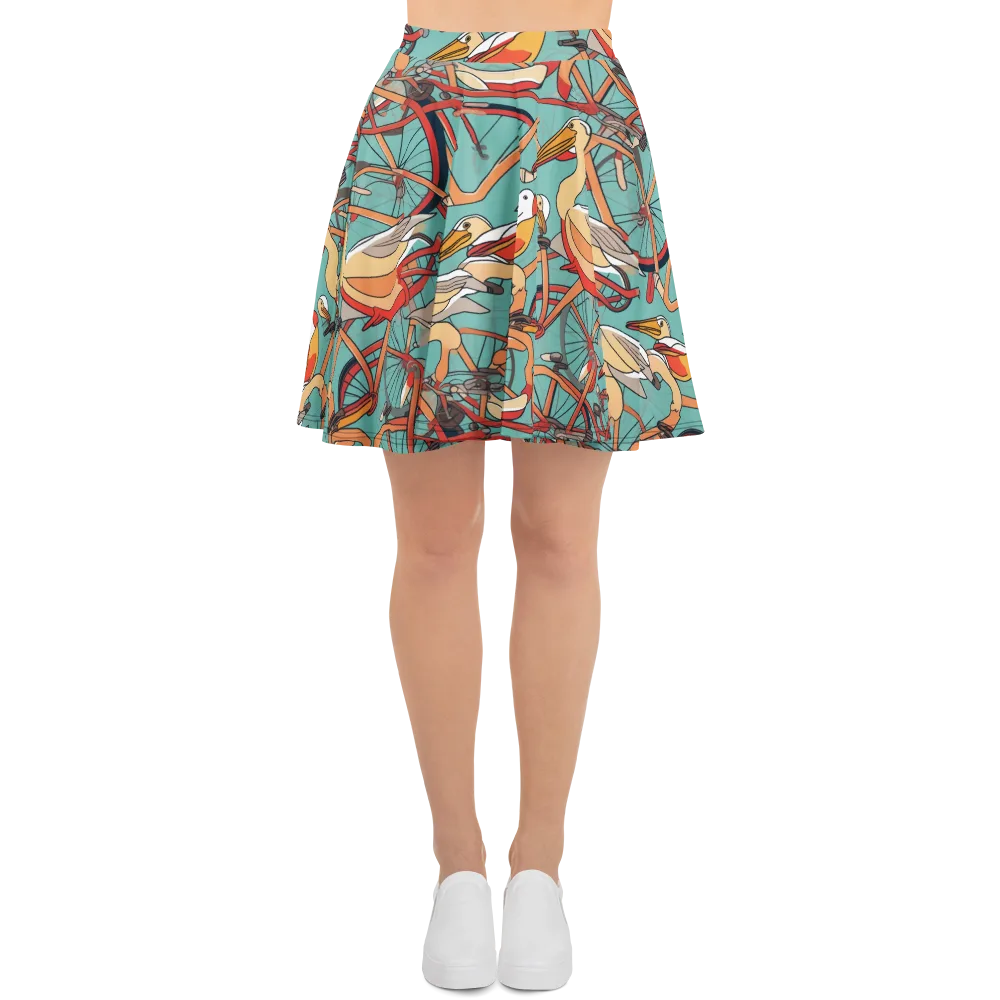 Pelican Pedal Parade on Skater Skirt — Front