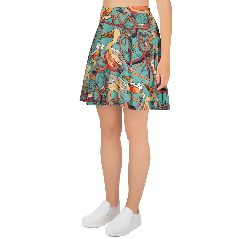 Pelican Pedal Parade on Skater Skirt — Left