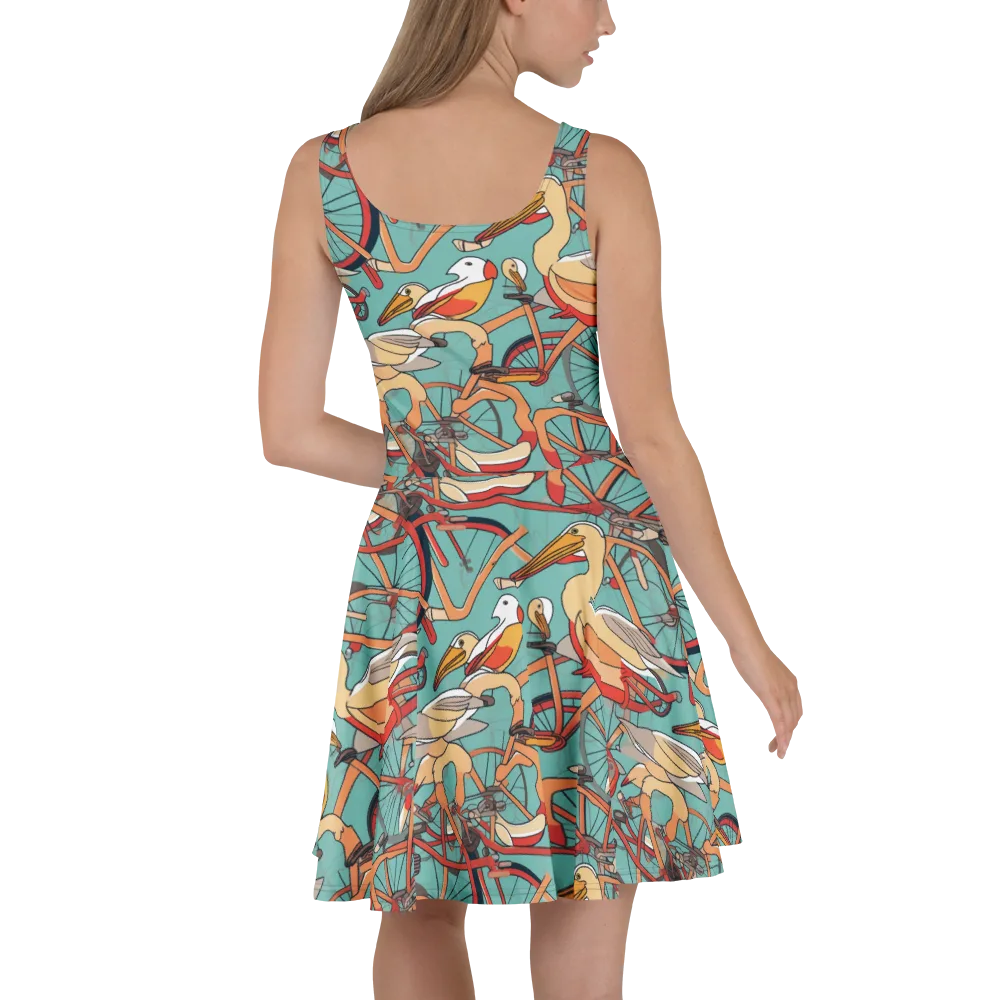 Pelican Pedal Parade on Skater Dress — Back