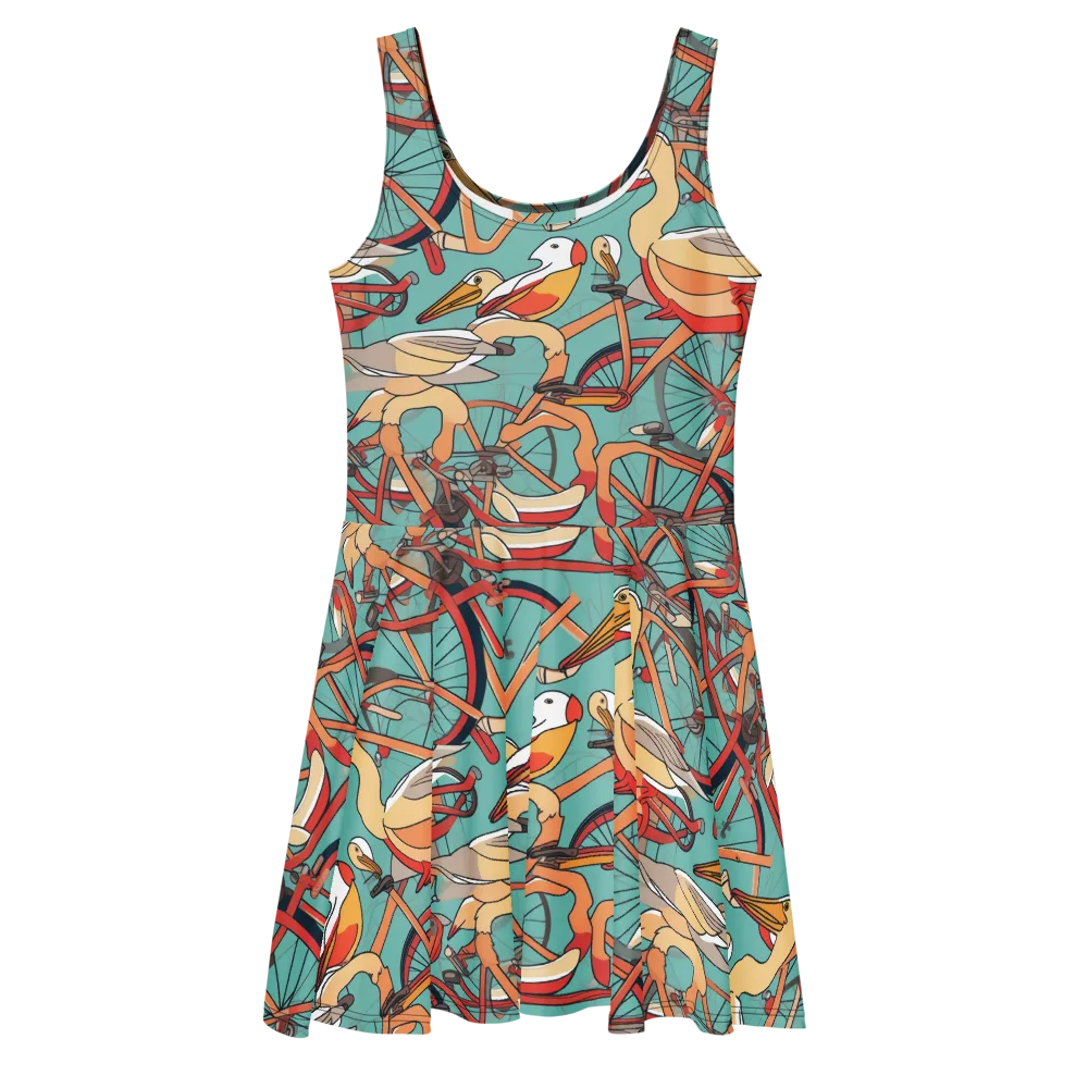 Pelican Pedal Parade on Skater Dress — Front