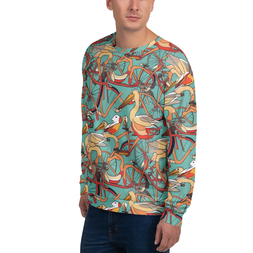 Pelican Pedal Parade on Sweatshirt — Left Front