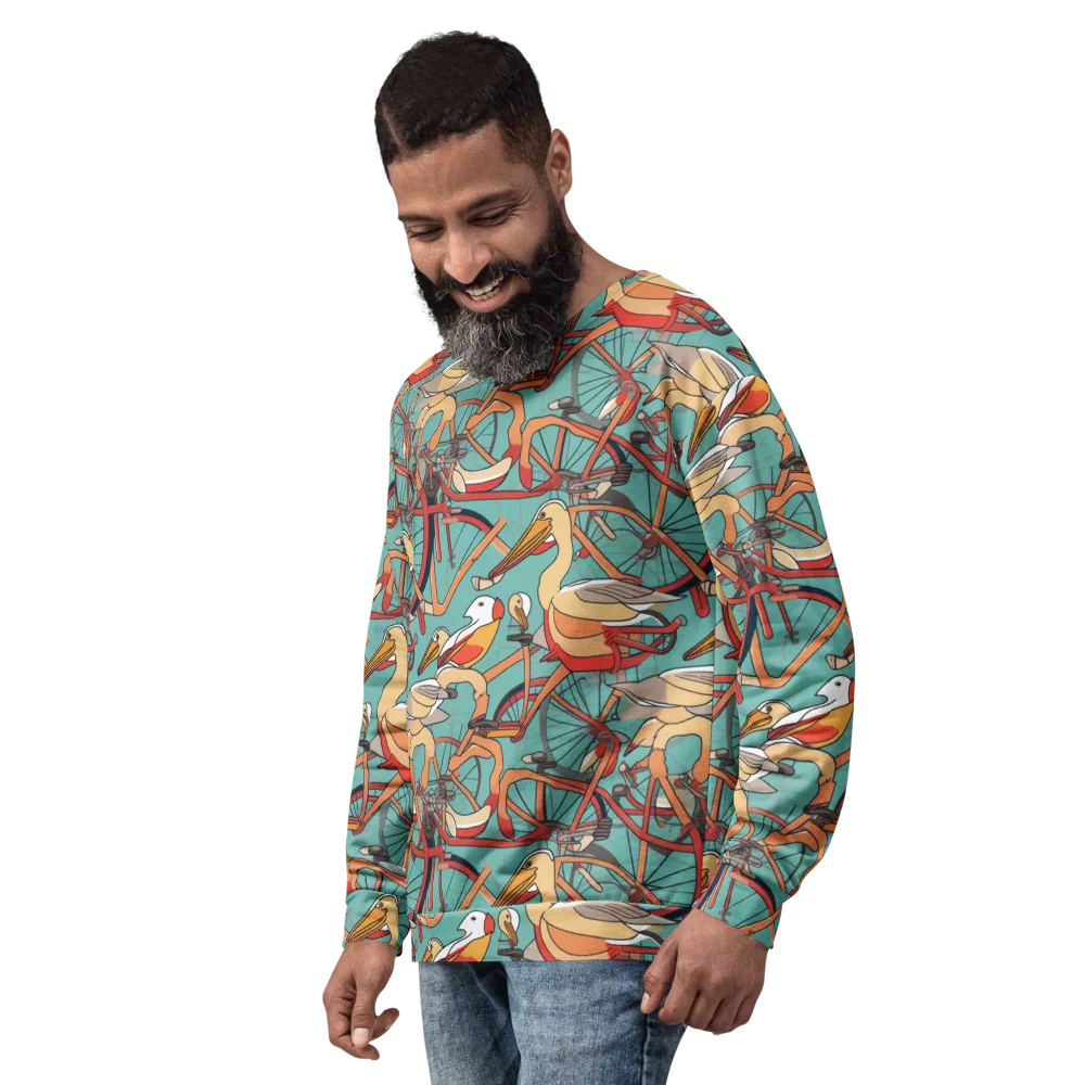 Pelican Pedal Parade on Sweatshirt — Left Front