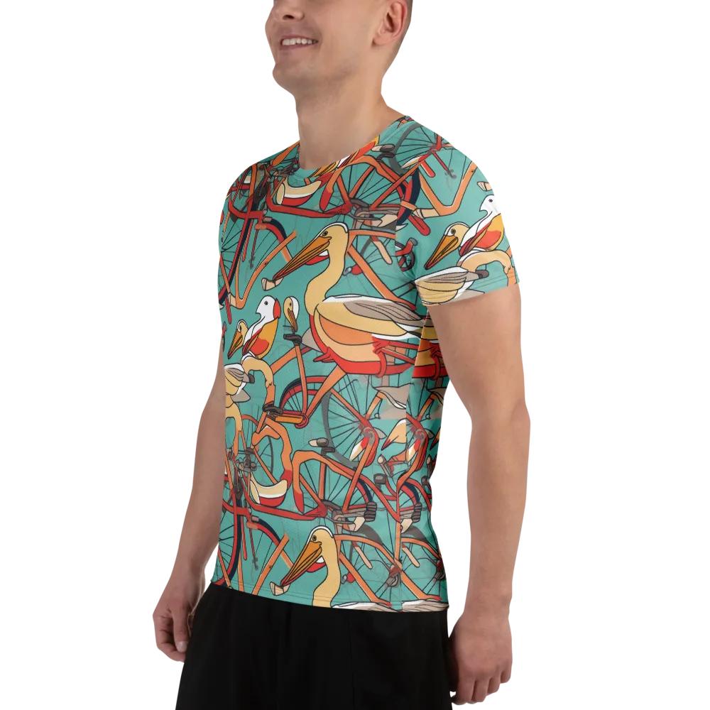 Pelican Pedal Parade on Men's Athletic T-Shirt — Left