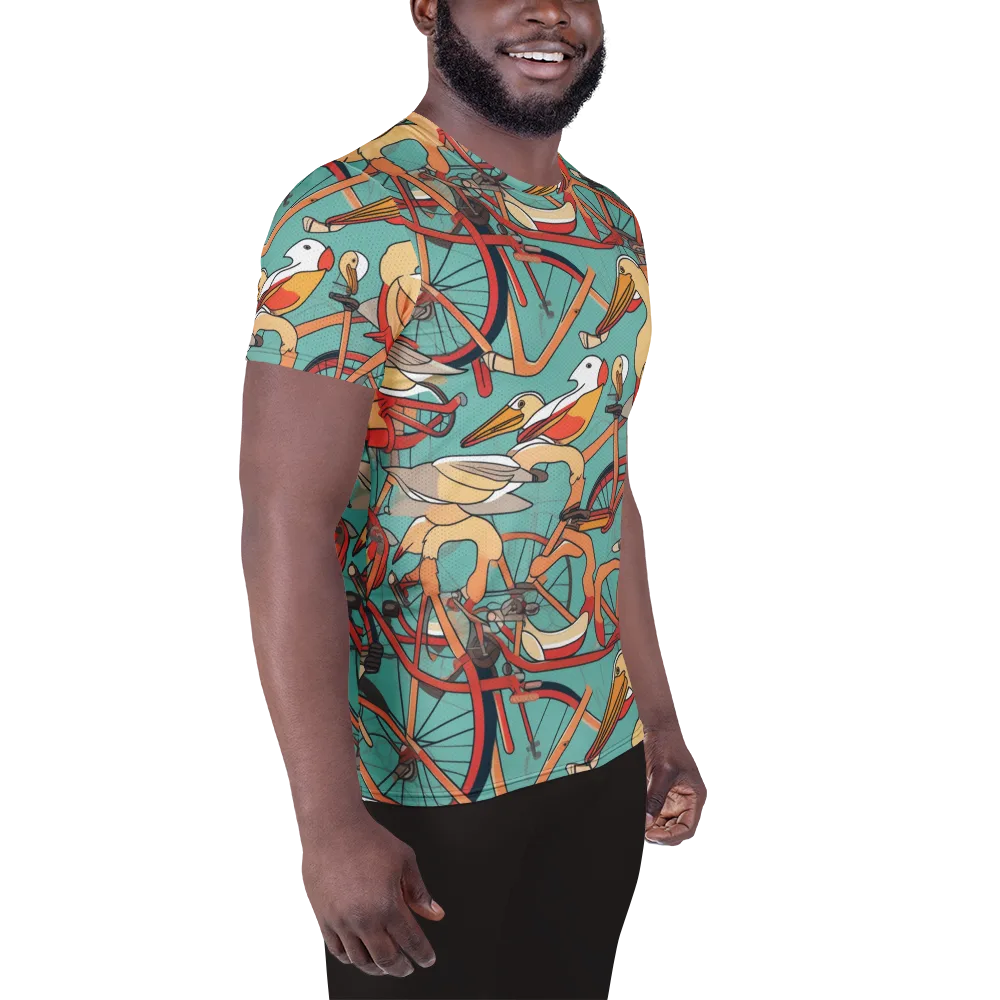 Pelican Pedal Parade on Men's Athletic T-Shirt — Right
