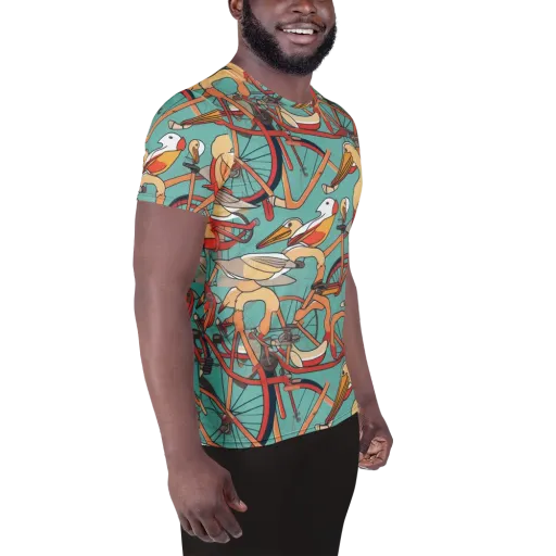 Pelican Pedal Parade on a Men's Athletic T-Shirt