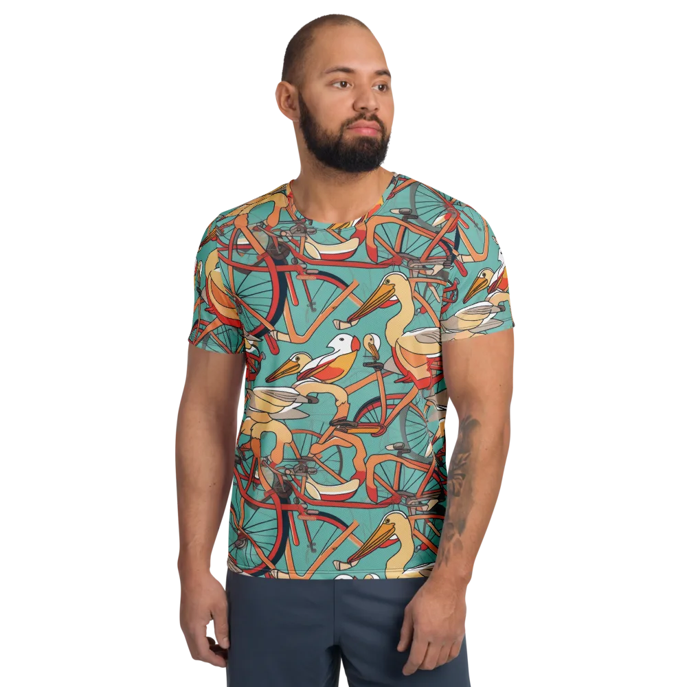 Pelican Pedal Parade on Men's Athletic T-Shirt — Front