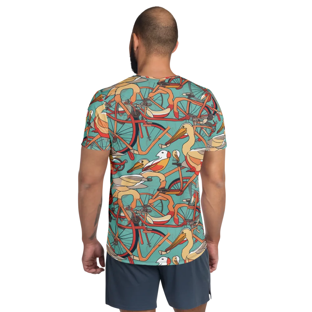 Pelican Pedal Parade on Men's Athletic T-Shirt — Back