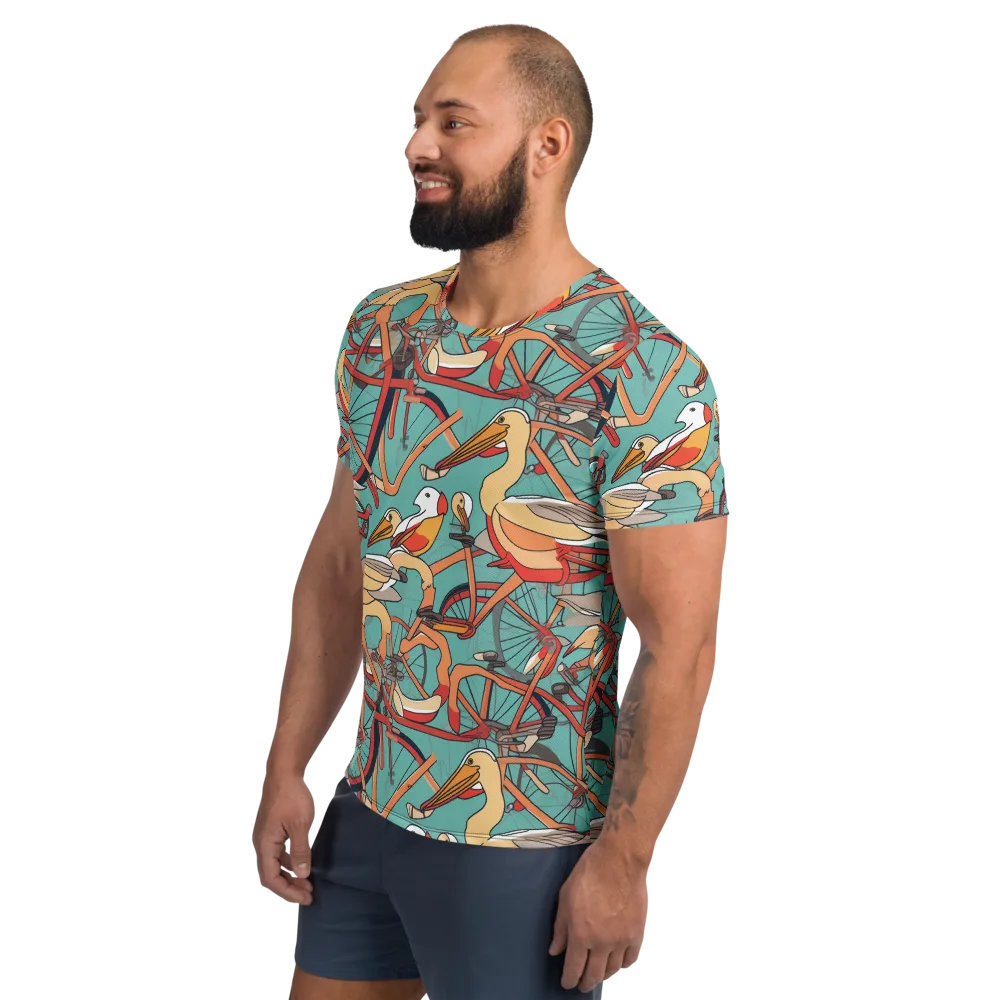 Pelican Pedal Parade on Men's Athletic T-Shirt — Left