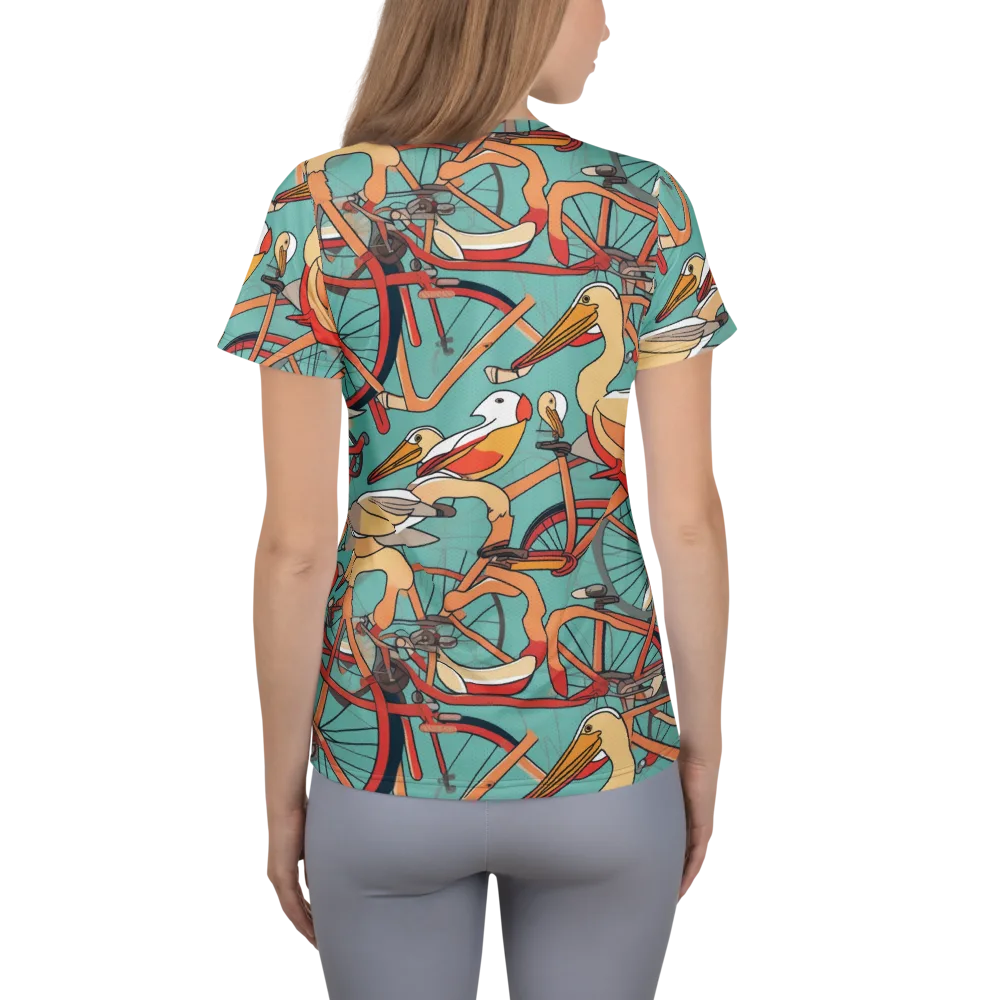 Pelican Pedal Parade on Women's Athletic T-Shirt — Back