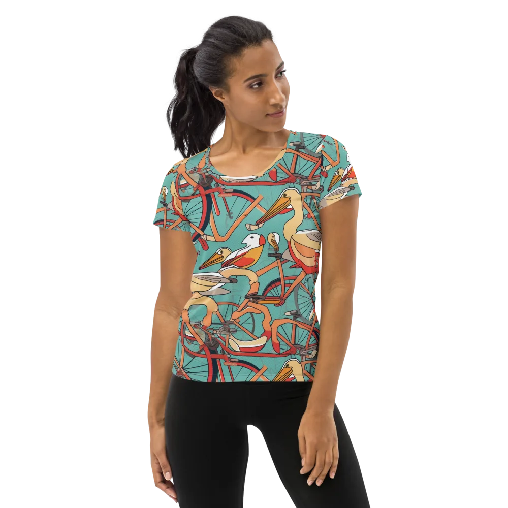 Pelican Pedal Parade on Women's Athletic T-Shirt — Front