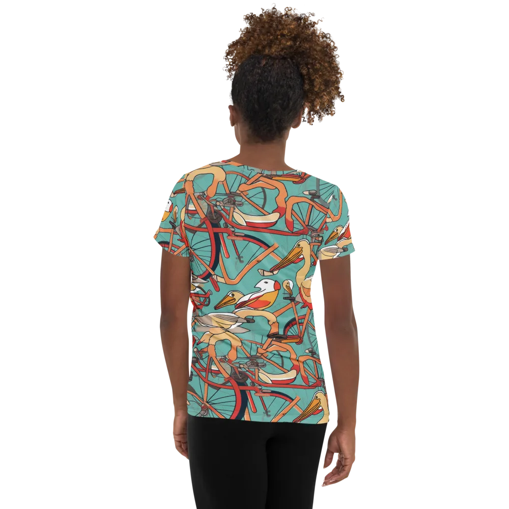 Pelican Pedal Parade on Women's Athletic T-Shirt — Back