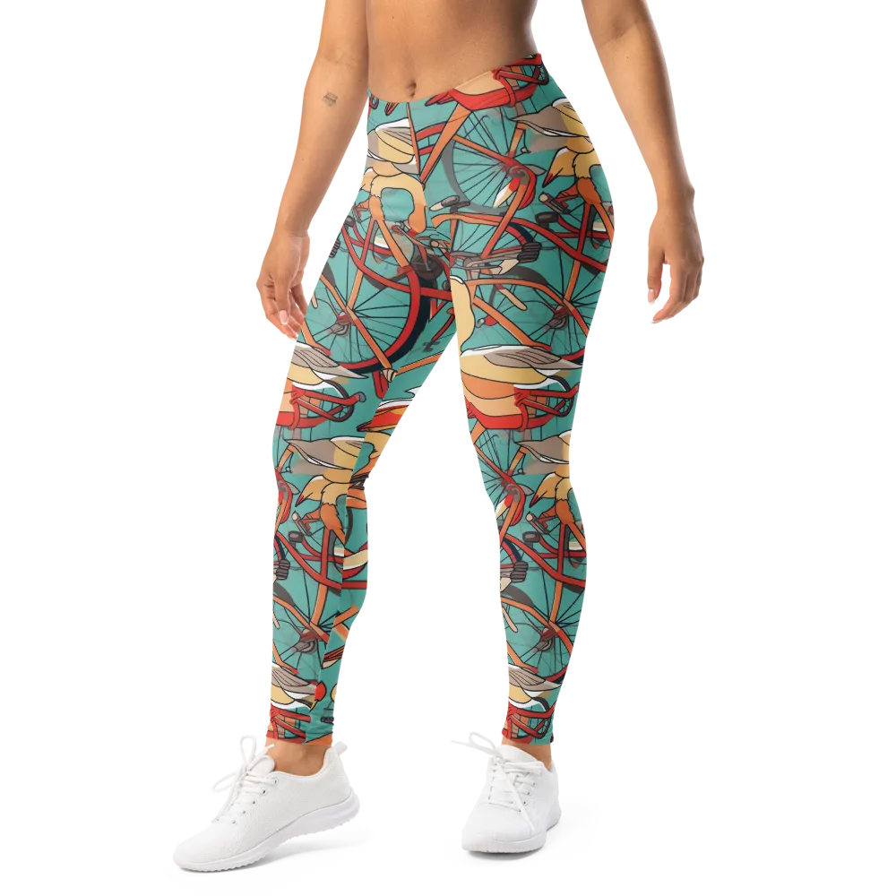 Pelican Pedal Parade on Leggings — Left Front