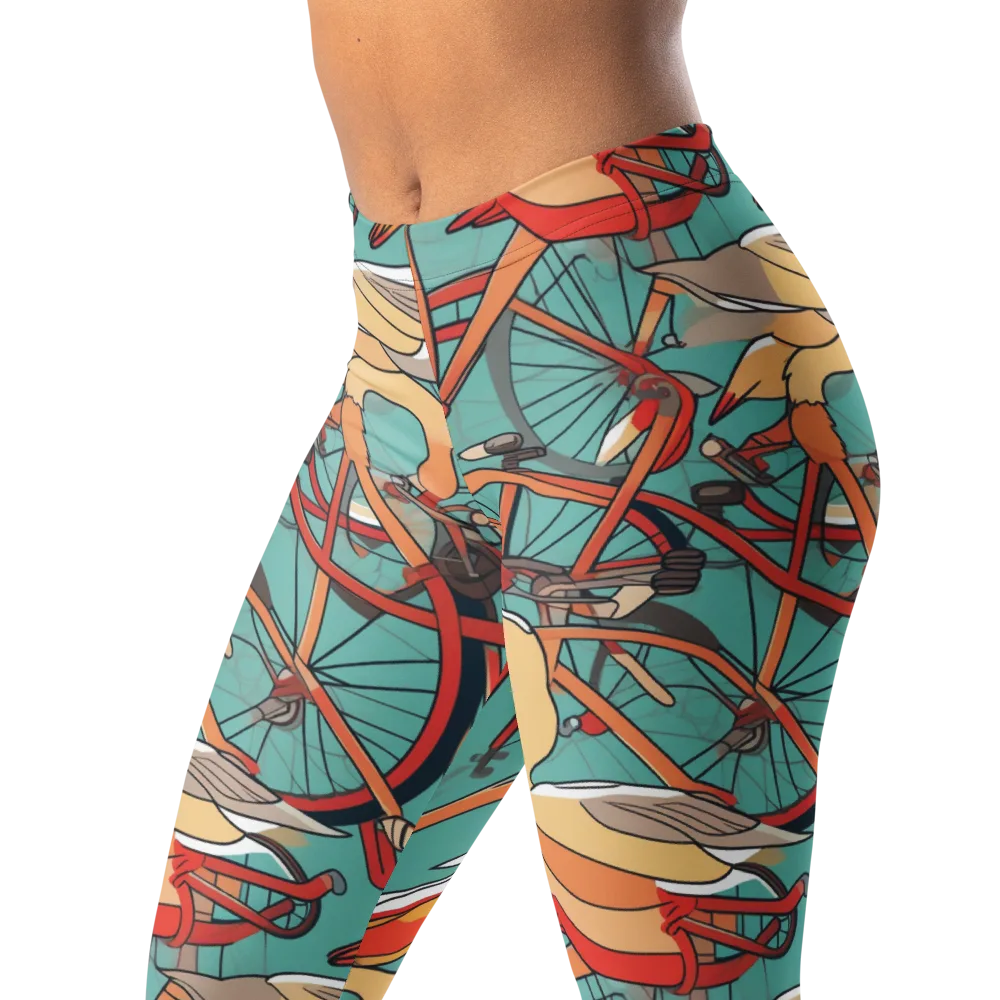 Pelican Pedal Parade on Leggings — Left Front