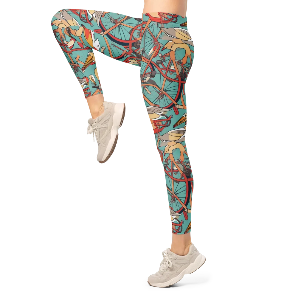 Pelican Pedal Parade on Leggings — Left