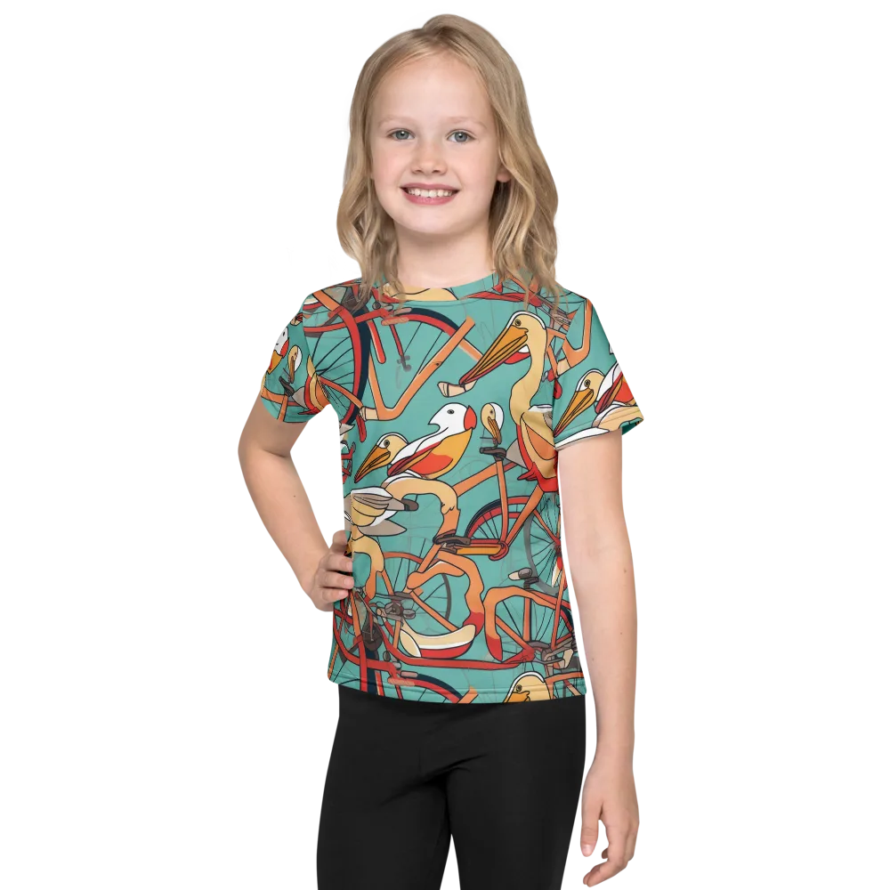Pelican Pedal Parade on Kids Crew Neck T-Shirt — Front