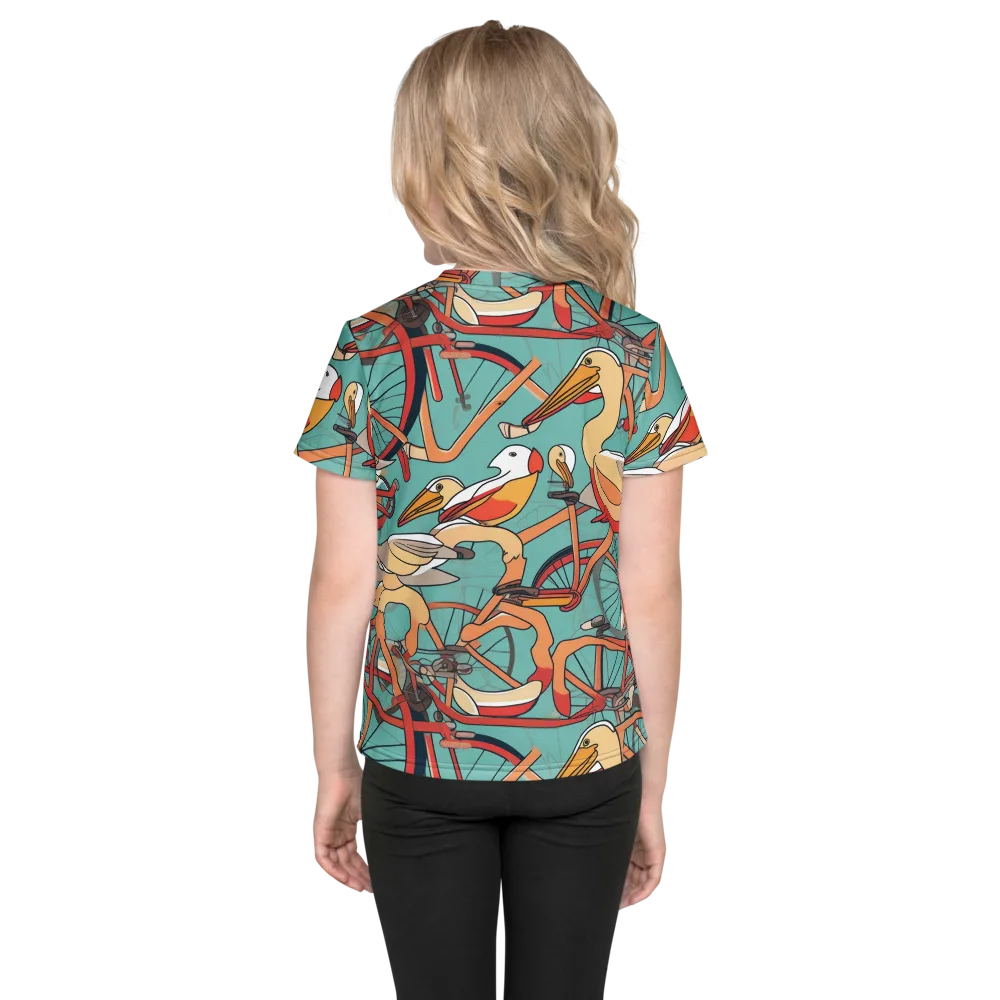 Pelican Pedal Parade on Kids Crew Neck T-Shirt — Back