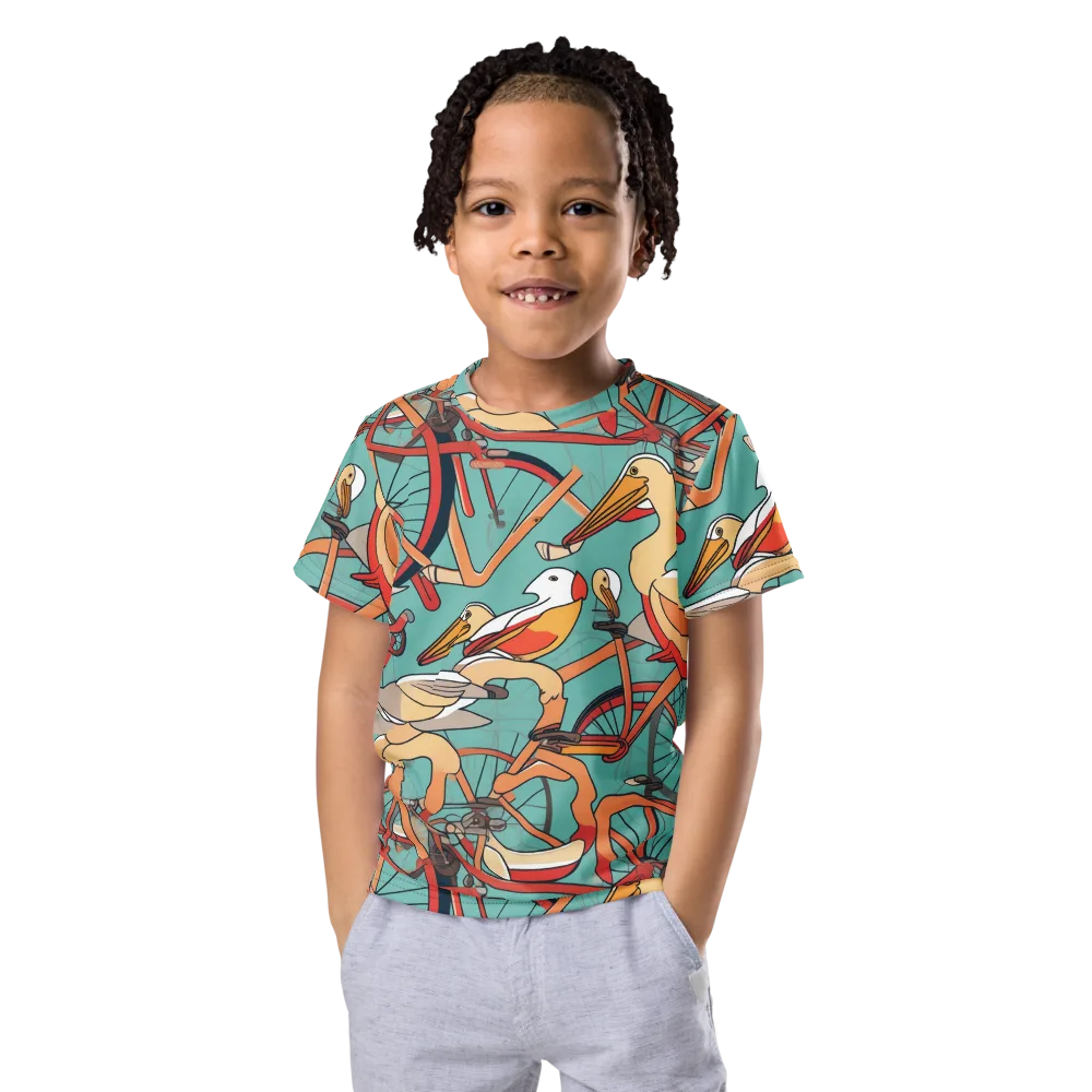 Pelican Pedal Parade on Kids Crew Neck T-Shirt — Front