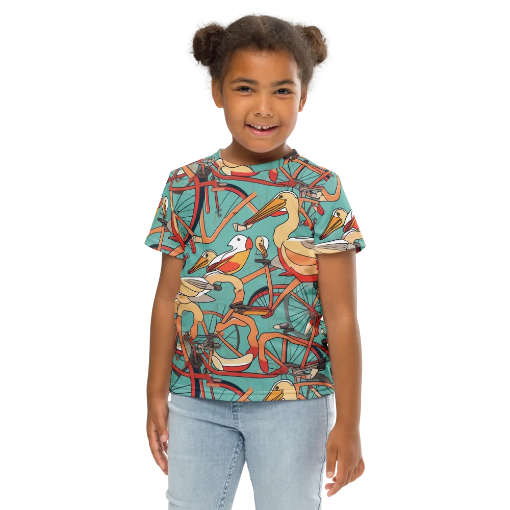 Pelican Pedal Parade on Kids Crew Neck T-Shirt — Front