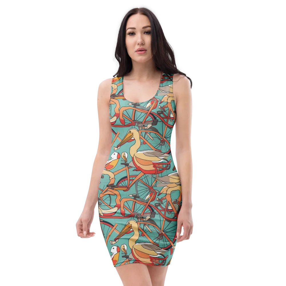Pelican Pedal Parade on Bodycon Dress — Front
