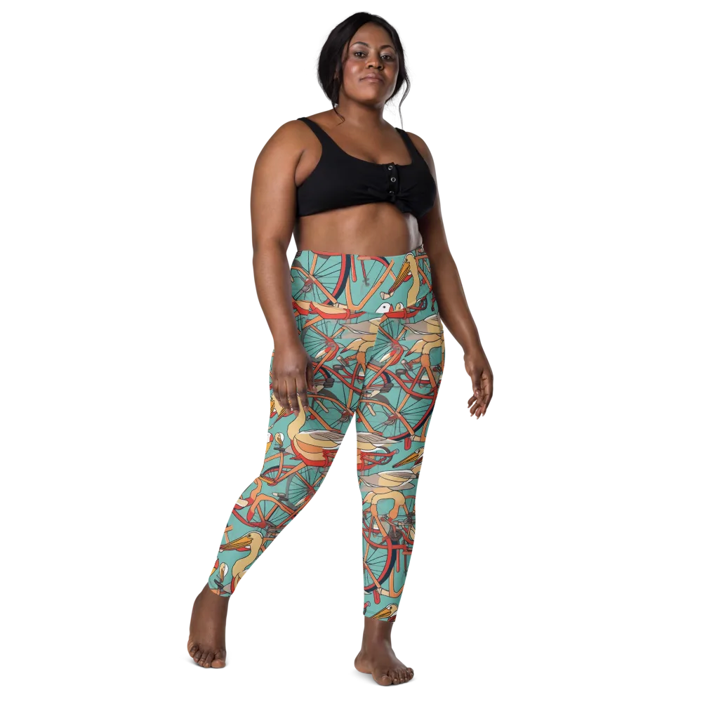 Pelican Pedal Parade on Leggings with Pockets — Front