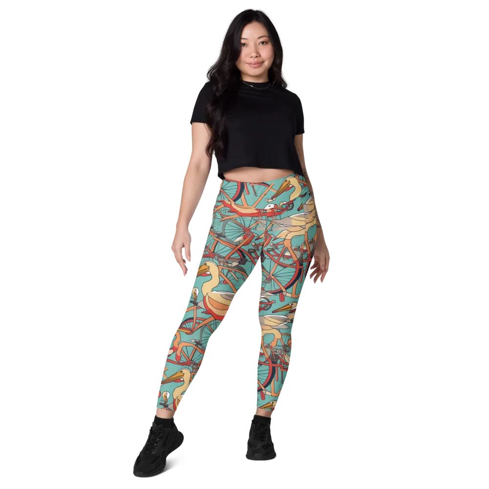 Pelican Pedal Parade on Leggings with Pockets — Front