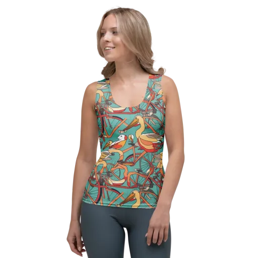 Pelican Pedal Parade on a Women's Tank Top