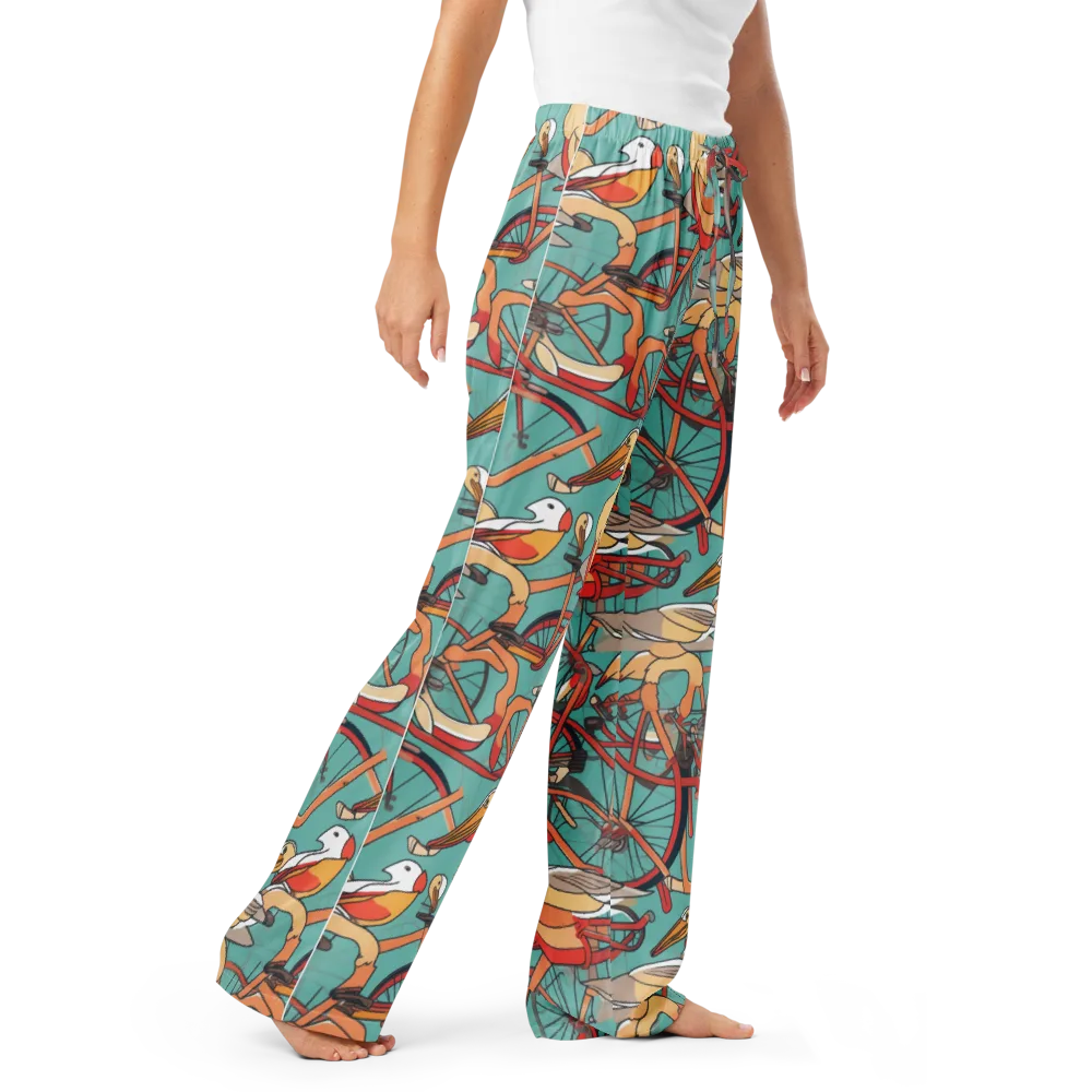 Pelican Pedal Parade on Women's Pajama Pants — Right Front