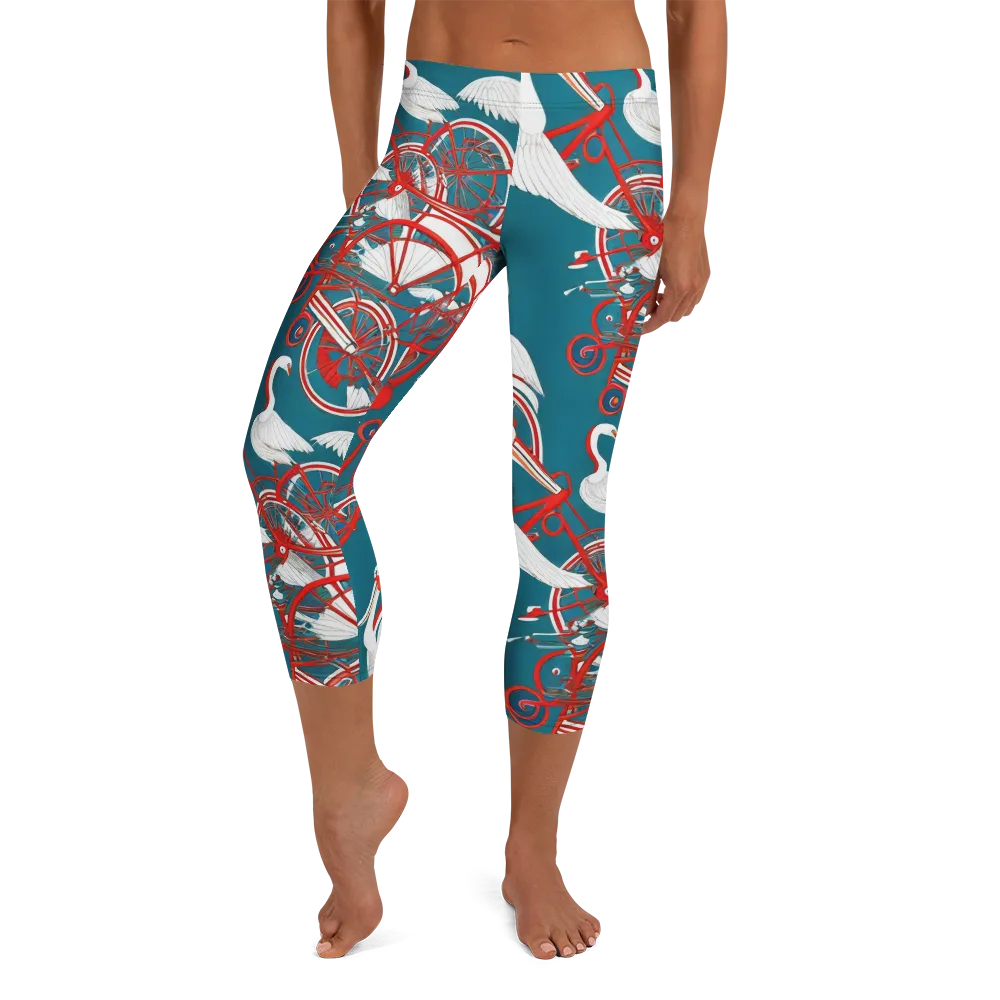 Scarlet Aviary on Capri Leggings — Front