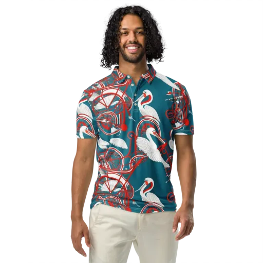 Scarlet Aviary on a Men's Slim Fit Polo Shirt