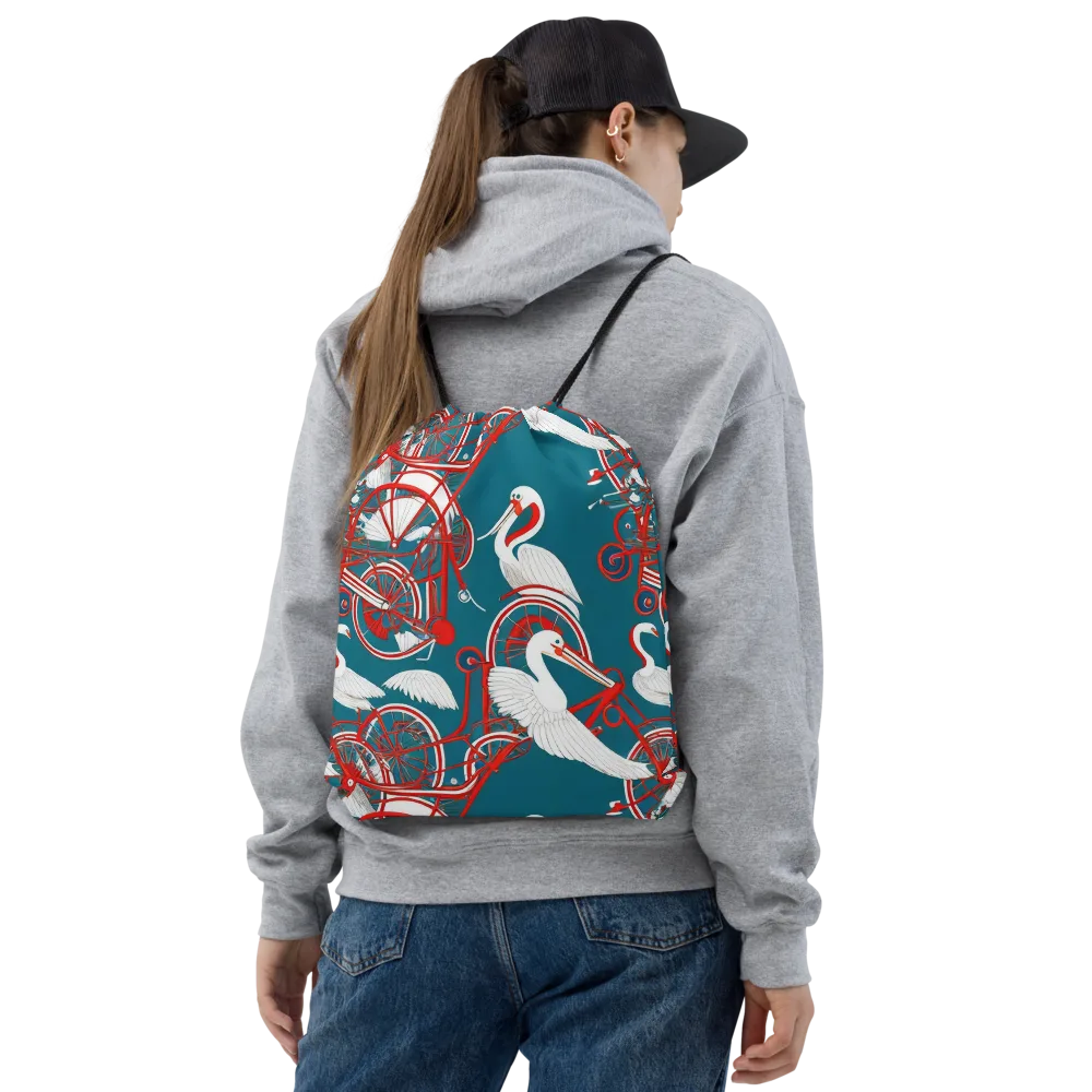 Scarlet Aviary on Drawstring Bag — Front