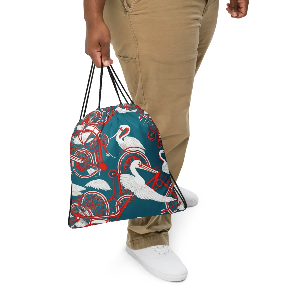Scarlet Aviary on Drawstring Bag — Front