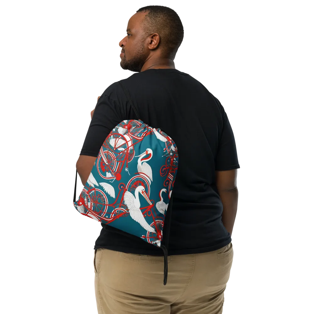 Scarlet Aviary on Drawstring Bag — Front