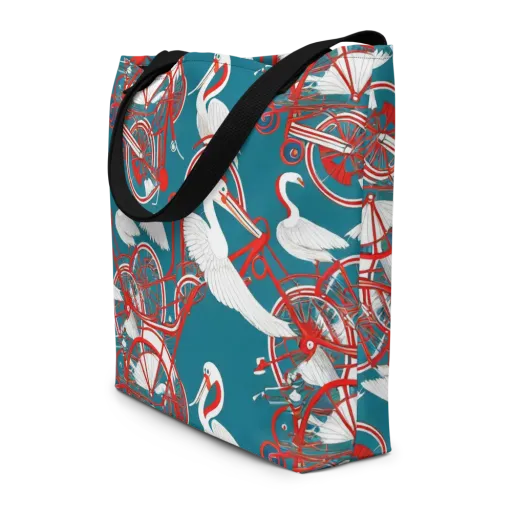 Scarlet Aviary on a Large Tote Bag W/ Pocket