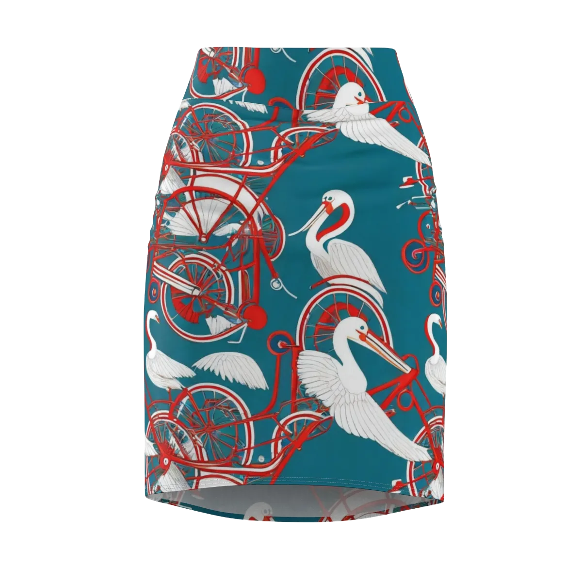 Scarlet Aviary on Pencil Skirt — Front
