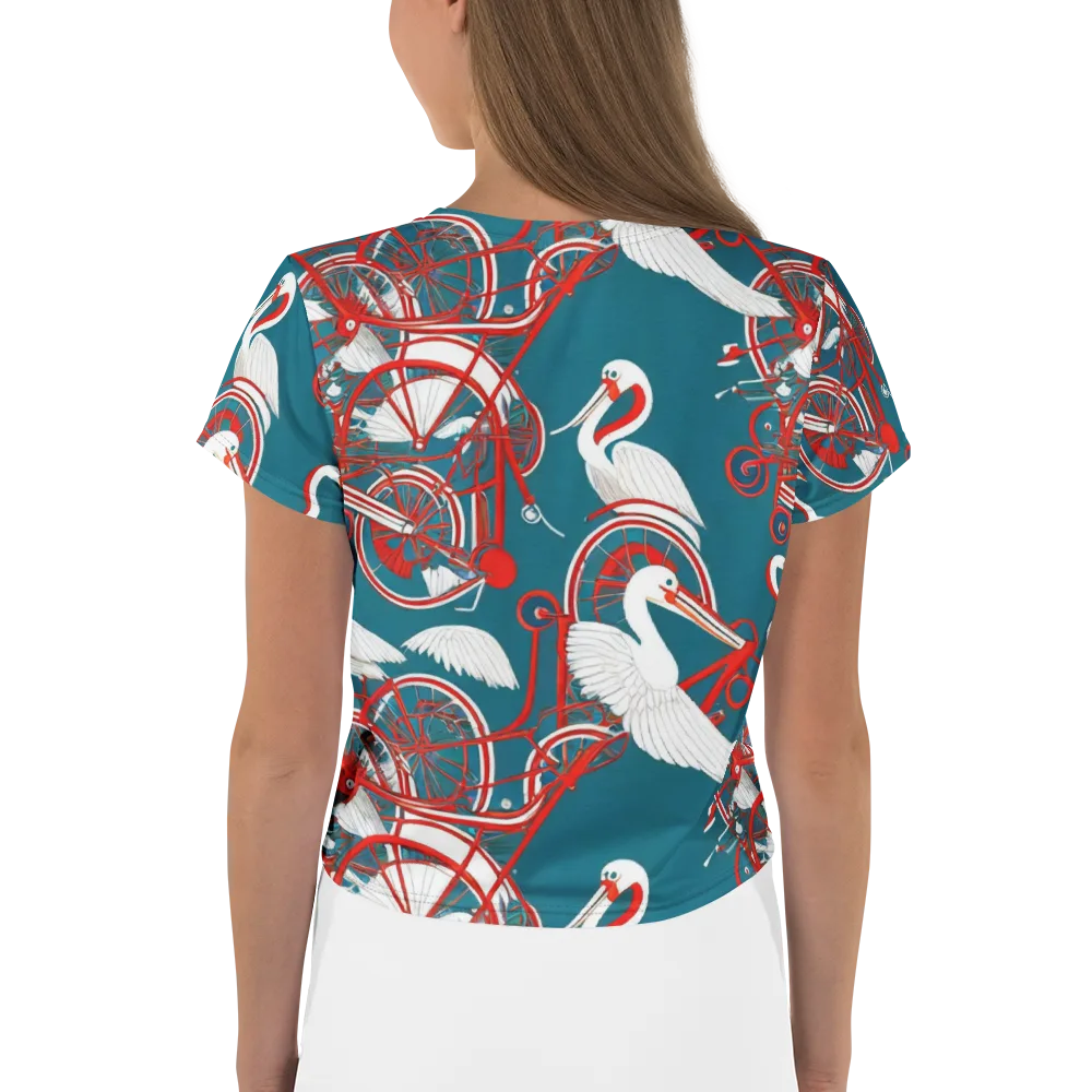 Scarlet Aviary on Crop Tee — Back