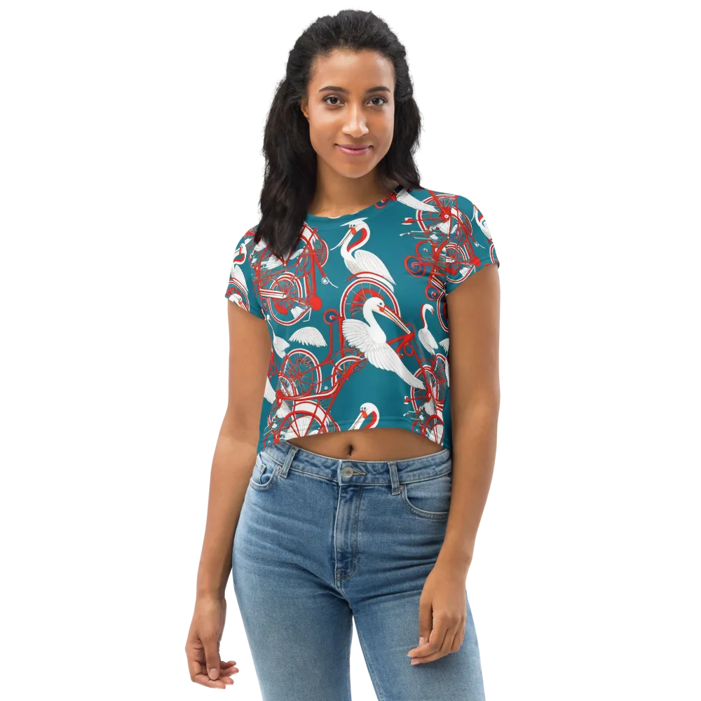 Scarlet Aviary on Crop Tee — Front