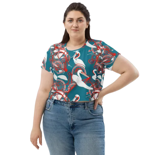 Scarlet Aviary on a Crop Tee