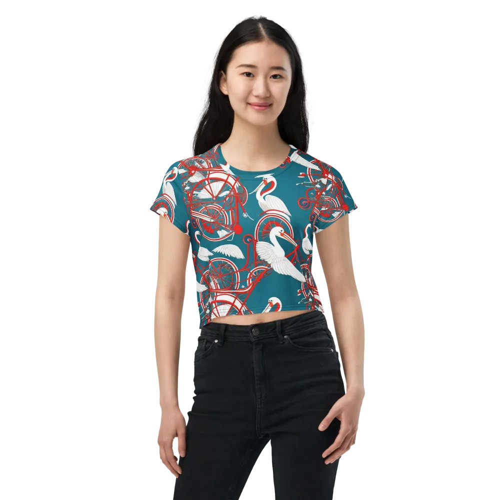 Scarlet Aviary on Crop Tee — Front